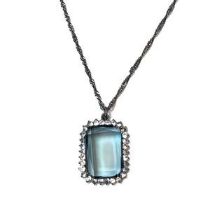 GNW Blue Lavaliere Necklace Rectangle Pendant NEW